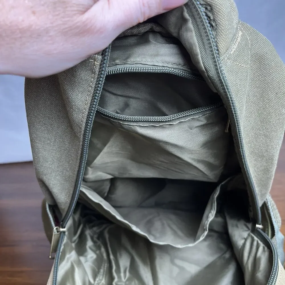 Manatee Apollo Beach FL Backpack Adult Full Size Olive Green And Tan Canvas